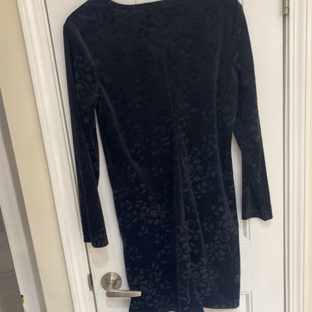 Vintage y2k Studio Ease Black Velvet Velour Women's M Dress 3776